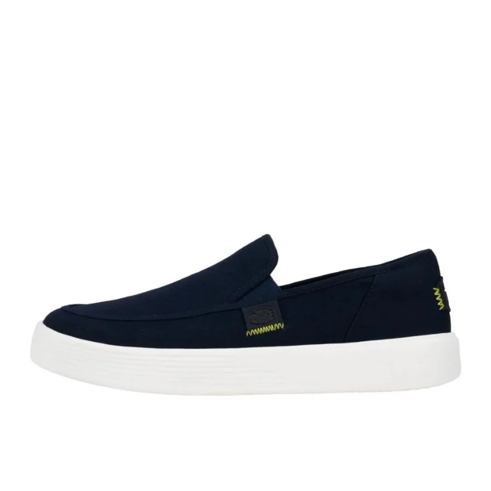 HEYDUDE Sunapee Canvas Navy White Mens Size 12 Slip On Casual Loafer Shoes New